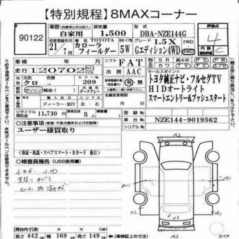 TOYOTA COROLLA FIELDER 4WD 1.5X G EDITION 2009