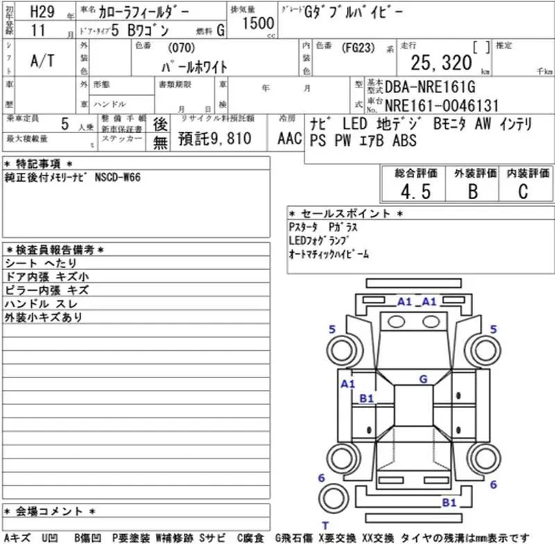 TOYOTA COROLLA FIELDER G WxB 2017